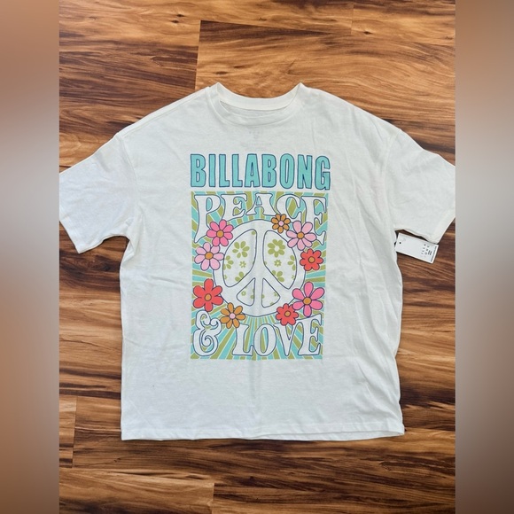 Billabong White Peace & Love Graphic Tee - Picture 3 of 3
